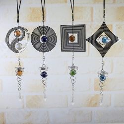 Metal Hanging Garden Wind Spinner Round Crystal Ball Bell Garden Home Ornament Metal Hanging Garden Wind Spinner Round Crystal Ball Bell Garden Home Ornament