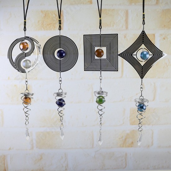 Metal Hanging Garden Wind Spinner Round Crystal Ball Bell Garden Home Ornament Metal Hanging Garden Wind Spinner Round Crystal Ball Bell Garden Home Ornament