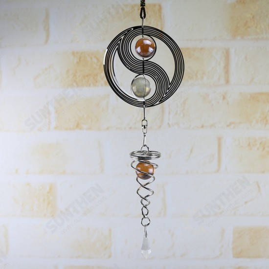 Metal Hanging Garden Wind Spinner Round Crystal Ball Bell Garden Home Ornament Metal Hanging Garden Wind Spinner Round Crystal Ball Bell Garden Home Ornament