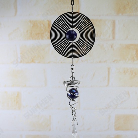 Metal Hanging Garden Wind Spinner Round Crystal Ball Bell Garden Home Ornament Metal Hanging Garden Wind Spinner Round Crystal Ball Bell Garden Home Ornament