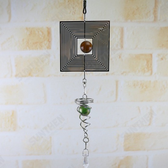 Metal Hanging Garden Wind Spinner Round Crystal Ball Bell Garden Home Ornament Metal Hanging Garden Wind Spinner Round Crystal Ball Bell Garden Home Ornament