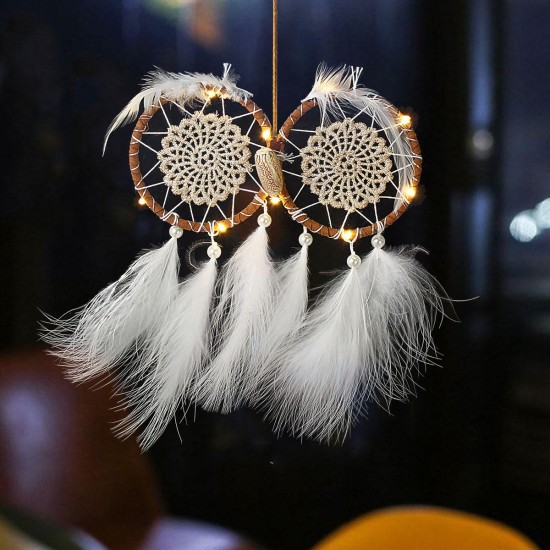 Owl Shape Luminous Dream Catcher Dreamcatchers Hanging Wall Living Room Ornament Decorations