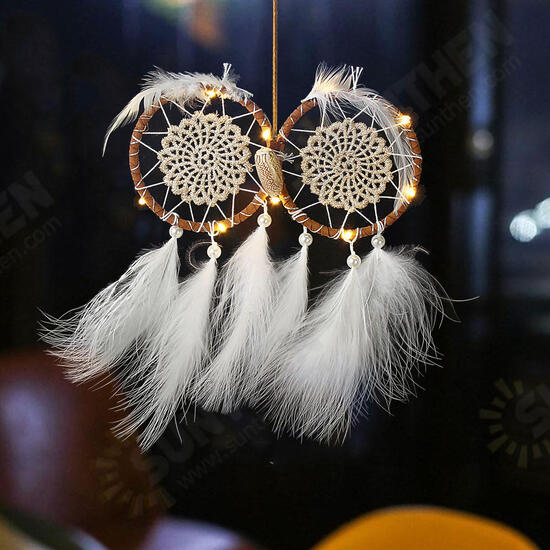 Owl Shape Luminous Dream Catcher Dreamcatchers Hanging Wall Living Room Ornament Decorations