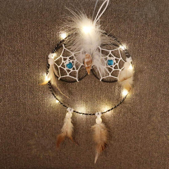 Owl Shape Luminous Dream Catcher Dreamcatchers Hanging Wall Living Room Ornament Decorations