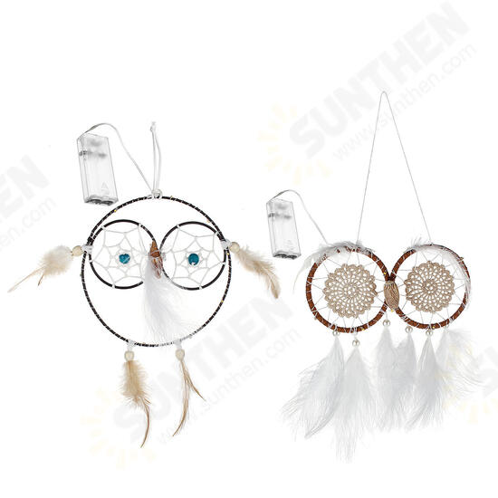 Owl Shape Luminous Dream Catcher Dreamcatchers Hanging Wall Living Room Ornament Decorations