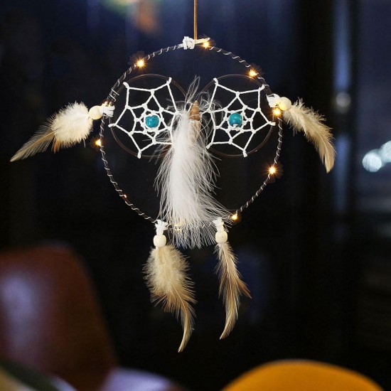 Owl Shape Luminous Dream Catcher Dreamcatchers Hanging Wall Living Room Ornament Decorations