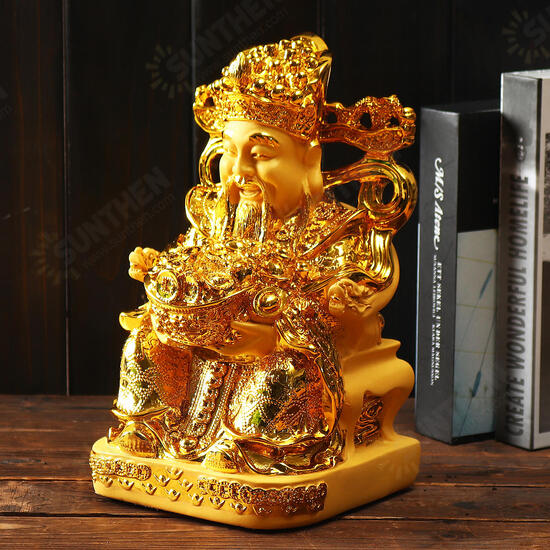 Wealth Gold Plating Statue Wencaishen Feng Shui Ornament Decorations Mascot Bring More Wealth for You