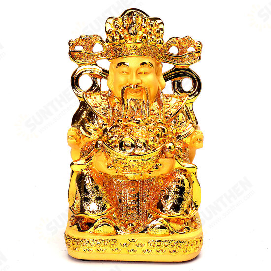 Wealth Gold Plating Statue Wencaishen Feng Shui Ornament Decorations Mascot Bring More Wealth for You