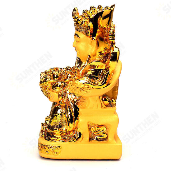 Wealth Gold Plating Statue Wencaishen Feng Shui Ornament Decorations Mascot Bring More Wealth for You