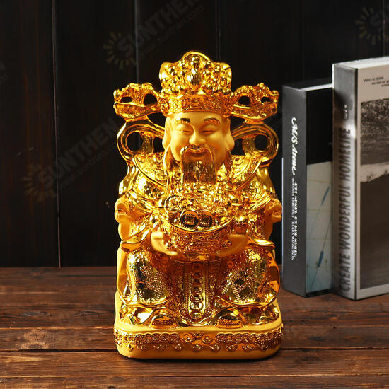 Wealth Gold Plating Statue Wencaishen Feng Shui Ornament Decorations Mascot Bring More Wealth for You