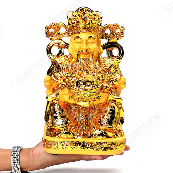 Wealth Gold Plating Statue Wencaishen Feng Shui Ornament Decorations Mascot Bring More Wealth for You