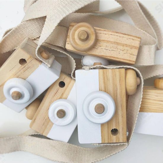 Wearable Children's Wooden Camera Ornaments Mini Portable Educational Toys Photography Cute Props