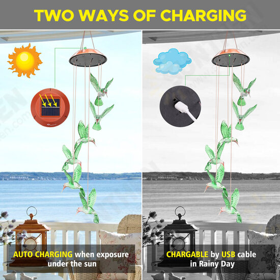 Wind Chime Solar Hummingbird Wind Chimes Outdoor/Indoor Light Color Changing LED Solar Wind Chime Gift for Mom & Grandma for Decor Yard Decorations Wind Chime Solar Hummingbird Wind Chimes Outdoor/Indoor Light Color Changing LED Solar Wind Chime Gift for Mom & Grandma for Decor Yard Decorations