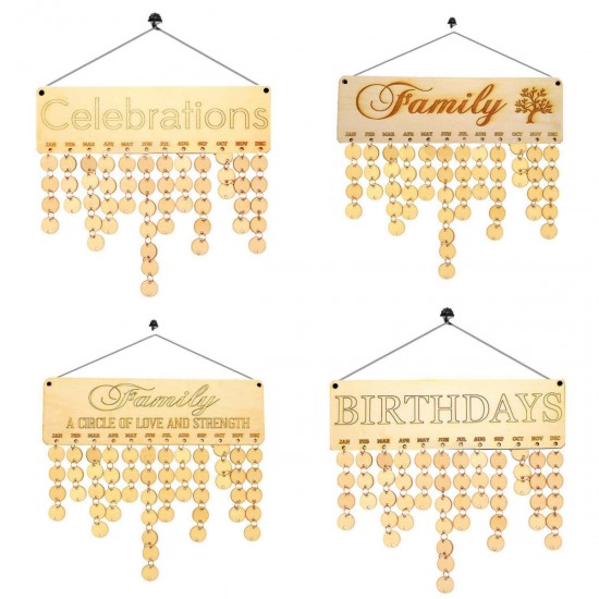 Wood Birthday Reminder Wood Plaque Board Sign Family DIY Calendar Home Decorations