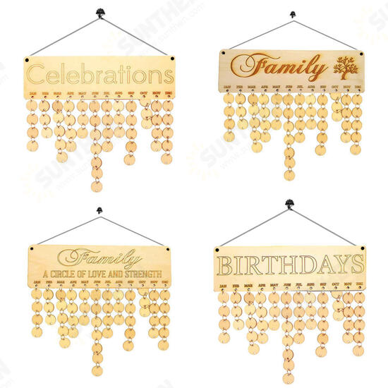 Wood Birthday Reminder Wood Plaque Board Sign Family DIY Calendar Home Decorations