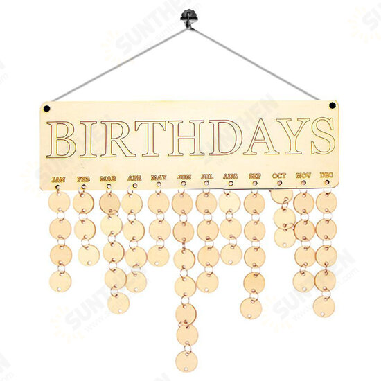 Wood Birthday Reminder Wood Plaque Board Sign Family DIY Calendar Home Decorations