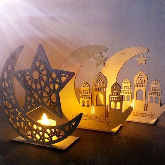 Wood DIY Decorations Islamic Palace Eid Al-Fitr Mubarak Gifts Home Ornament