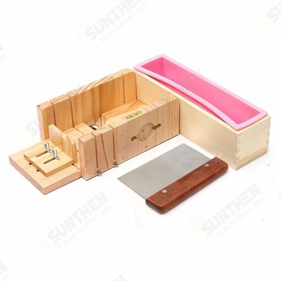 Wooden Handmade Loaf Soap Cake Mould Silicone Making Slicer Cutter