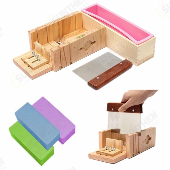 Wooden Handmade Loaf Soap Cake Mould Silicone Making Slicer Cutter