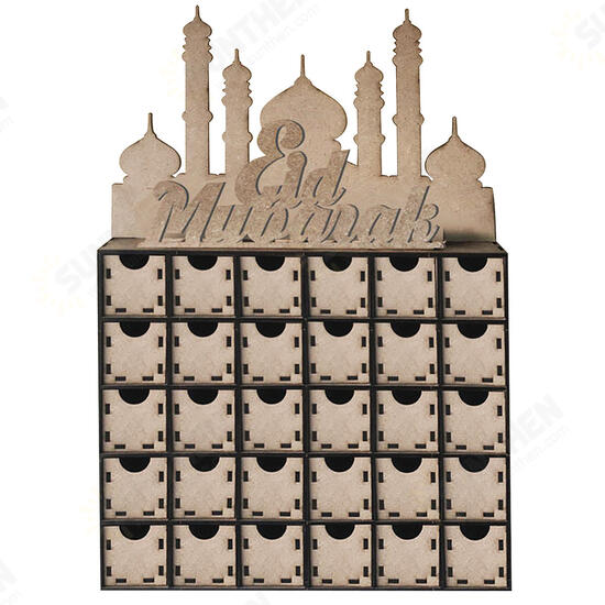 Wooden MDF Eid Mubarak Ramadan Advent Calendar Sign House Drawer Home Decorations