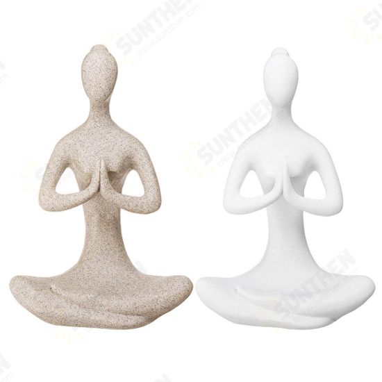 Yoga Lady Ornament Figurine Home Indoor Outdoor Garden Decorations Buddhism Statue Creative Gift