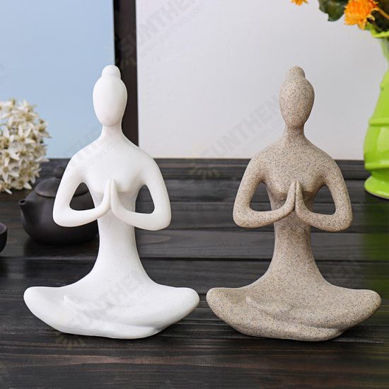 Yoga Lady Ornament Figurine Home Indoor Outdoor Garden Decorations Buddhism Statue Creative Gift