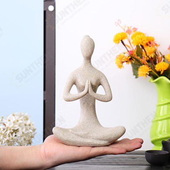 Yoga Lady Ornament Figurine Home Indoor Outdoor Garden Decorations Buddhism Statue Creative Gift