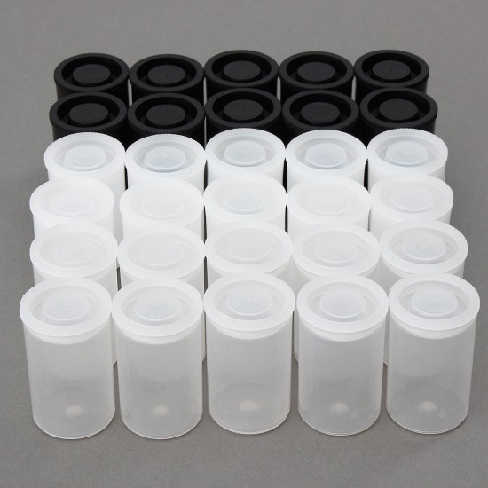10Pcs Empty Black White Bottle 35mm Film Cans Canisters Containers for Fuji