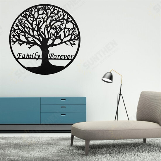 24in/60cm Metal Tree Hanging Wall Art Round Sculpture Family Forever Home Decoration