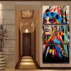 3Pcs Set Indian Woman Canvas Paintings Print Picture Modern Art Wall Home 3Pcs Set Indian Woman Canvas Paintings Print Picture Modern Art Wall Home