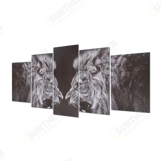 5Pcs Black White Lion Canvas Print Art Painting Wall Picture Home Decor Framed Decorations