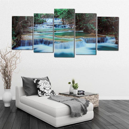 Large Framed Canvas Prints Forest Waterfall Painting Home Hanging Wall Decorations