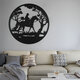 Man Riding Horse In Forest Round Black Metal Wall Hanging Art Decoration Room