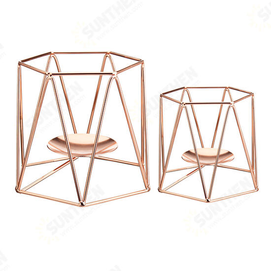 Metal Candle Holders Geometric Hexagon Candle Holder Wedding Home Decor Tabletop Lantern