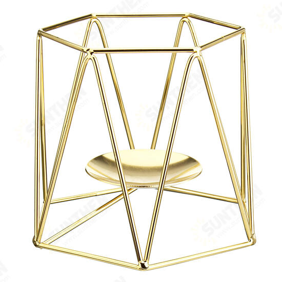 Metal Candle Holders Geometric Hexagon Candle Holder Wedding Home Decor Tabletop Lantern