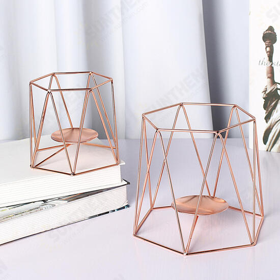 Metal Candle Holders Geometric Hexagon Candle Holder Wedding Home Decor Tabletop Lantern