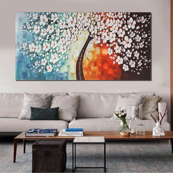 White Plum Flower Tree Oil Paintings Unframed Canvas Print Wall Art Picture Home Decorations