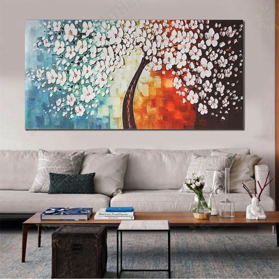 White Plum Flower Tree Oil Paintings Unframed Canvas Print Wall Art Picture Home Decorations