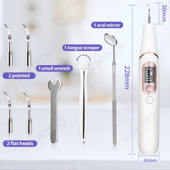 Tooth Scaler Kit Electric Rechargeable Plaque Remover For Teeth With LED Light 10mins Timing Tartar Remover Blasters For Adults 5 Modes Oral Care Deep Clean Suit Home With 4 Replacement Heads