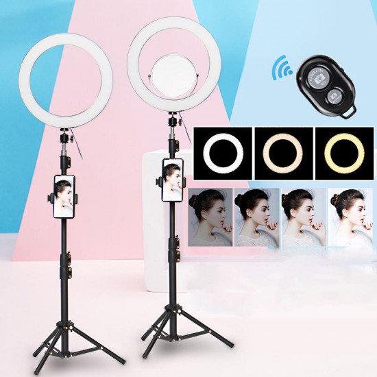 12.60inch Live Stream Makeup Selfie LED Ring Light With Tripod Stand Bluetooth Remote Control Cell Phone Holder