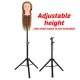 1.56m Height Adjustable Cosmetology Tripod Wig Stand Holder for Doll Head Hairdressing Training