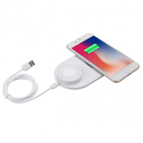 2 In 1 10W Wireless Charger Phone Charger Watch Charger Fast Charging for Qi-enabled Smart Phone for iPhone for Samsung Apple Watch Series