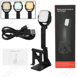 2-In-1 Foldable Multi-Angle Desktop Phone Holder Fill Light Stand Multiple Color Temperature Brightness Adjustable 1000mAh High Capacity Table Lamp 2-In-1 Foldable Multi-Angle Desktop Phone Holder Fill Light Stand Multiple Color Temperature Brightness Adjustable 1000mAh High Capacity Table Lamp