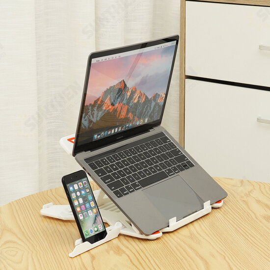 2 in 1 Foldable Rotatable Adjustable Macbook Stand Holder Cooler with Phone Stand