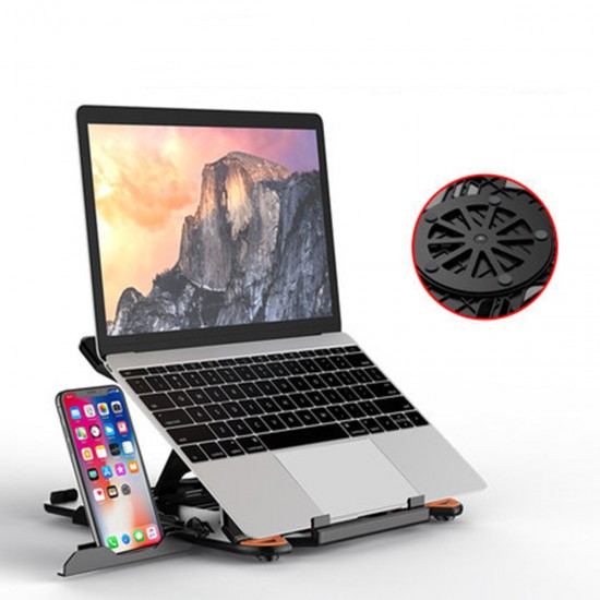 2 in 1 Foldable Rotatable Adjustable Macbook Stand Holder Cooler with Phone Stand