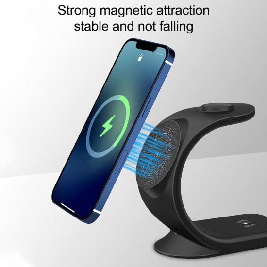 3-IN-1 Magnetic Wireless Charging Station 15W Fast Dock Charger Stand Phone Watch Pods for iPhone 12/ 13 Airpods iWatch