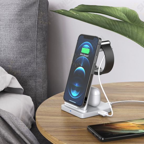 3-In-1 Wireless Charging Station 15W Fast Dock Charger Stand Phone Watch Pods Support Wireless Charging Equipment for iPhone 13