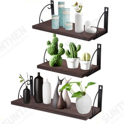 3-Tier Wooden Wall Mounted Floating Shelves DIY Storage Shelving Display Bracket 3-Tier Wooden Wall Mounted Floating Shelves DIY Storage Shelving Display Bracket