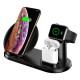 3 in 1 10W Qi Fast Wireless Charger Dock Pad Stand Holder for iPhone Airpods 1 2 Pro for Apple Watch