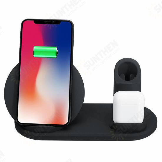 3 in 1 10W Qi Fast Wireless Charger Dock Pad Stand Holder for iPhone Airpods 1 2 Pro for Apple Watch